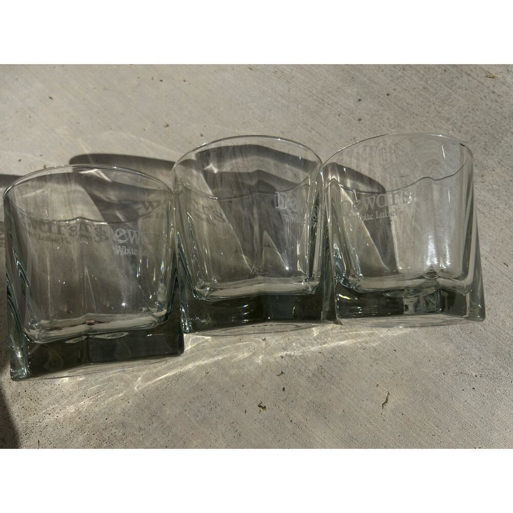 3 DEWARS WHITE LABEL FINEST SCOTCH WHISKY TUMBLERS GLASSES Pentagon Lot